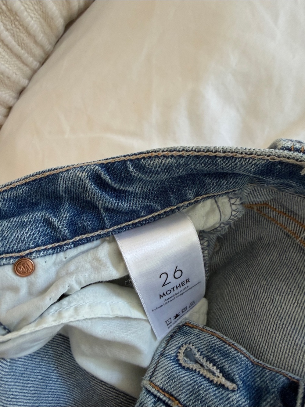 MOTHER Light Blue Straight Leg Jeans - Picture 4 of 5